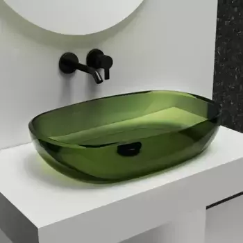Раковина «Abber» Kristall 60/40 AT2805Emerald полиэфирная смола зеленая с донным клапаном
