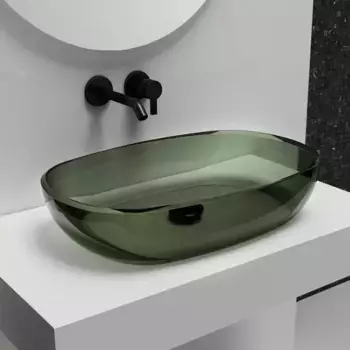 Раковина «Abber» Kristall 60/40 AT2805Vesuvian полиэфирная смола оливковая с донным клапаном