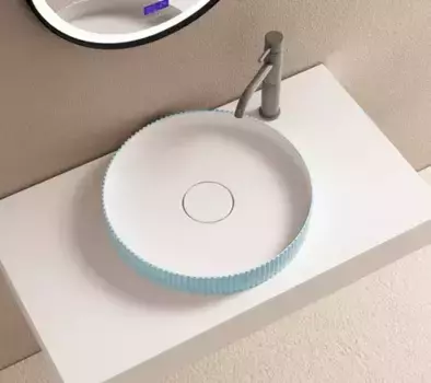 Раковина «Abber» Stein 40/40 искусственный камень голубая