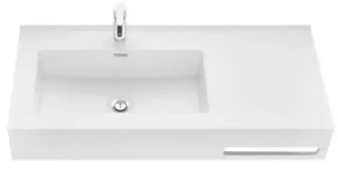 Раковина «Aquaton» Квадро Про 100/45 литьевой мрамор белая левая