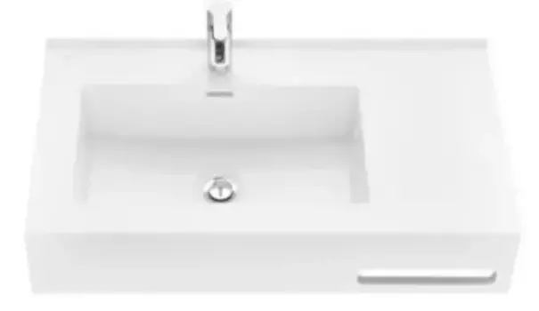 Раковина «Aquaton» Квадро Про 80/45 литьевой мрамор белая левая