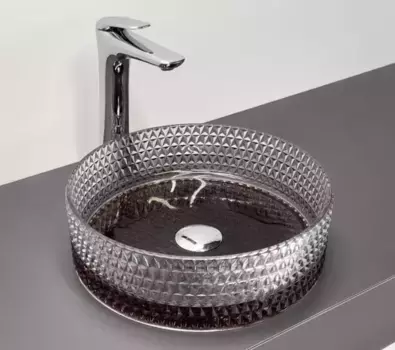 Раковина «Comforty» CF21009 36/36 стеклянная кофе с прозрачным стеклом