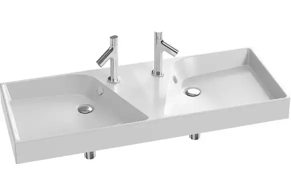 Раковина двойная «Jacob Delafon» Rythmik 120 EXM112-Z-00 фарфоровая белая