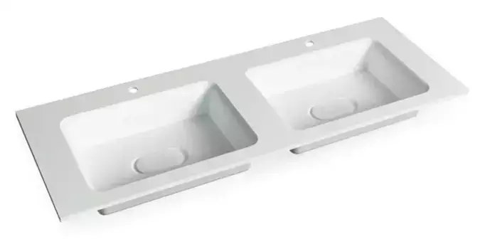 Раковина двойная «Jorno» Modul 120 литьевой мрамор белая