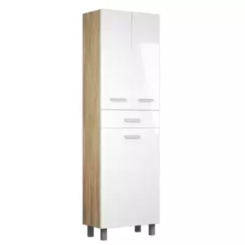 Шкаф «Veneciana» Гарда 60 с корзиной белая/дуб сонома