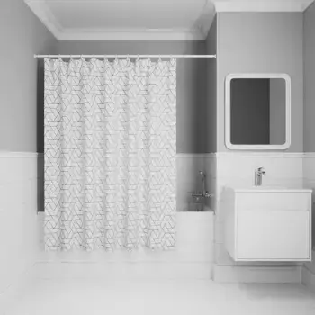 Штора для ванной «Iddis» Base BB01P18i11 180/200 бело-чёрная