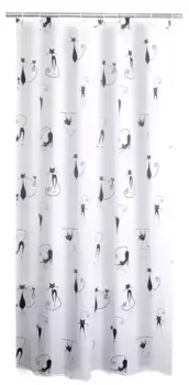 Штора для ванной «Ridder» Cats 403230 180/200 белая/чёрная