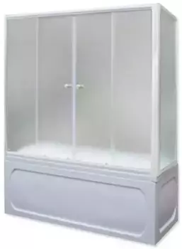 Шторка на ванну стеклянная «1Marka» 150/140 матовая/белая