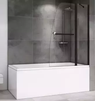 Шторка на ванну стеклянная «Abber» Ewiges Wasser AG50100B 100/140 прозрачная/чёрная универсальная