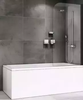 Шторка на ванну стеклянная «Abber» Ewiges Wasser AG52080B 80/140 прозрачная/чёрная универсальная