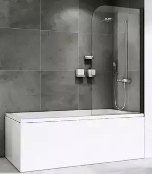 Шторка на ванну стеклянная «Abber» Ewiges Wasser AG52100B 100/140 прозрачная/чёрная универсальная