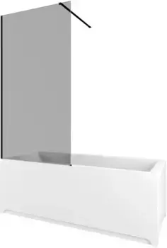 Шторка на ванну стеклянная «Allen Brau» Infinity 3 80/160 тонированная/чёрная брашированная универсальная