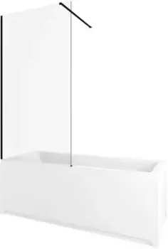 Шторка на ванну стеклянная «Allen Brau» Infinity 3 80/160 прозрачная/чёрная брашированная универсальная