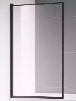 Шторка на ванну стеклянная «AQUAme» 80/140 прозрачная/чёрный матовый левая