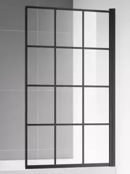 Шторка на ванну стеклянная «AQUAme» 80/140 прозрачная/чёрный матовый правая