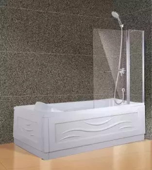 Шторка на ванну стеклянная «Esbano» ES-1412 120/140 прозрачная/хром универсальная