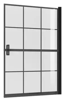 Шторка на ванну стеклянная «Niagara» NG-08-90 90/140 прозрачная с рисунком клетка/чёрная матовая универсальная