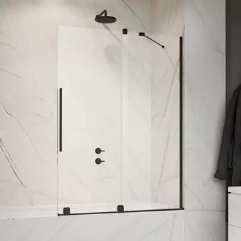 Шторка на ванну стеклянная «Radaway» Furo PND II Black 110/150 прозрачная/чёрная правая
