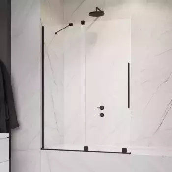 Шторка на ванну стеклянная «Radaway» Furo PND II Black 130/150 прозрачная/чёрная левая