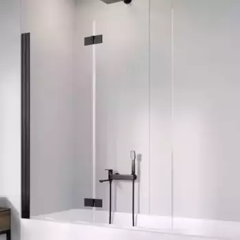 Шторка на ванну стеклянная «Radaway» Nes Black PND I 100/150 прозрачная/чёрная левая