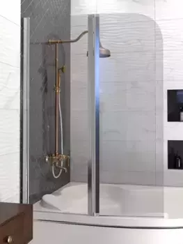 Шторка на ванну стеклянная «Radomir» Смайл 100/140 хром/прозрачная универсальная