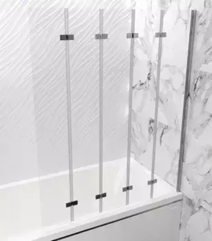 Шторка на ванну стеклянная «Radomir» Смайл 116/140 прозрачная/хром универсальная