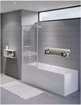 Шторка на ванну стеклянная «Riho» Lucid GD501 80/150 прозрачная/белая универсальная