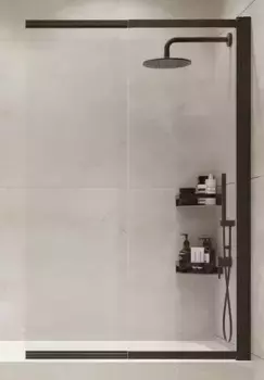 Шторка на ванну стеклянная «Terminus» Ното 01 90/150 прозрачная/чёрная универсальная