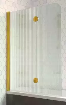 Шторка на ванну стеклянная «Vegas Glass» E2V Lux 120/150 Moru/золото глянцевое левая