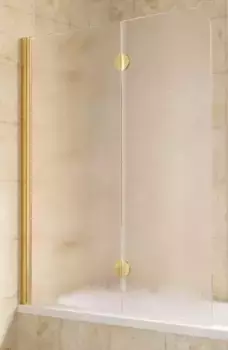 Шторка на ванну стеклянная «Vegas Glass» E2V Lux 120/150 шиншилла/золото глянцевое левая