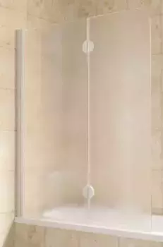 Шторка на ванну стеклянная «Vegas Glass» E2V Lux 120/150 шиншилла/белая левая