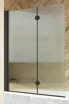 Шторка на ванну стеклянная «Vegas Glass» E2V Novo 120/139 Moru/чёрная матовая левая