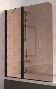 Шторка на ванну стеклянная «Vegas Glass» E2V Lux ST 115/150 бронза/чёрная матовая левая