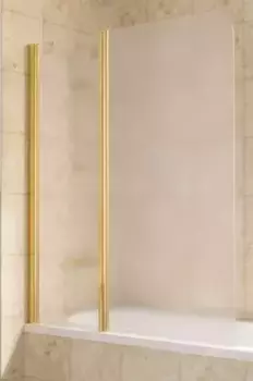 Шторка на ванну стеклянная «Vegas Glass» E2V Lux ST 125/150 сатин/золото глянцевое левая