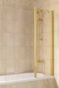 Шторка на ванну стеклянная «Vegas Glass» E2V Lux ST 125/150 Crystal vision/золото глянцевое правая