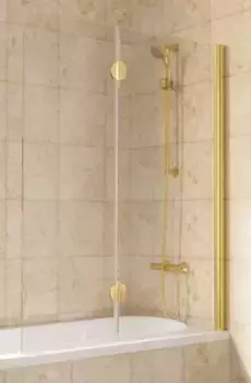 Шторка на ванну стеклянная «Vegas Glass» E2V Lux 120/150 прозрачная/золото глянцевое правая