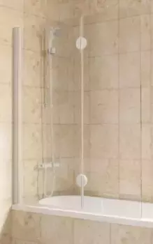 Шторка на ванну стеклянная «Vegas Glass» E2V Lux 120/150 Crystal vision/белая левая