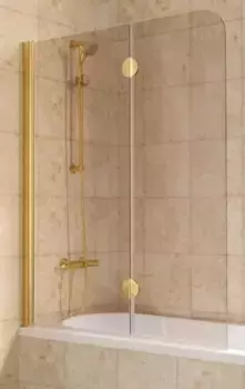Шторка на ванну стеклянная «Vegas Glass» E2V Lux 120/150 бронза/золото глянцевое левая