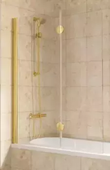 Шторка на ванну стеклянная «Vegas Glass» E2V Lux 120/150 Crystal vision/золото глянцевое левая