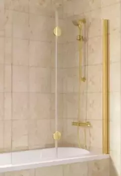 Шторка на ванну стеклянная «Vegas Glass» E2V Lux 120/150 Crystal vision/золото глянцевое правая
