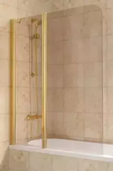 Шторка на ванну стеклянная «Vegas Glass» E2V Lux ST 115/150 бронза/золото глянцевое левая