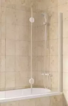 Шторка на ванну стеклянная «Vegas Glass» E2V Lux 120/150 прозрачная/белая правая
