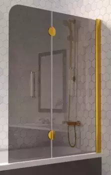 Шторка на ванну стеклянная «Vegas Glass» E2V Lux 120/150 графит/золото глянцевое правая
