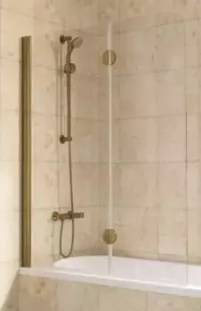 Шторка на ванну стеклянная «Vegas Glass» E2V Lux 120/150 Crystal vision/бронза левая