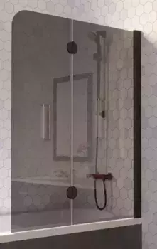 Шторка на ванну стеклянная «Vegas Glass» E2V Lux 120/150 графит/чёрная матовая правая