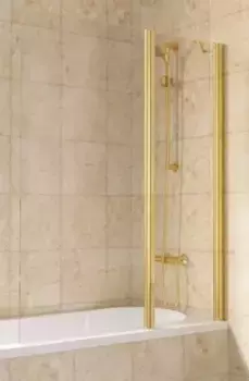 Шторка на ванну стеклянная «Vegas Glass» E2V Lux ST 115/150 прозрачная/золото глянцевое правая