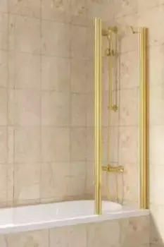 Шторка на ванну стеклянная «Vegas Glass» E2V Lux ST 125/150 прозрачная/золото глянцевое правая
