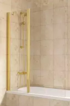 Шторка на ванну стеклянная «Vegas Glass» E2V Lux ST 125/150 Crystal vision/золото глянцевое левая