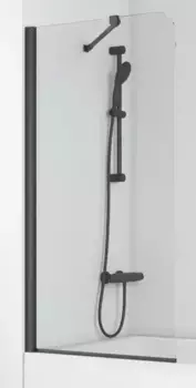 Шторка на ванну стеклянная «Vegas Glass» EV Novo ST 76/139 Crystal vision/чёрная матовая универсальная