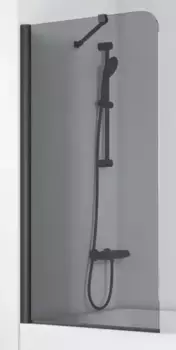 Шторка на ванну стеклянная «Vegas Glass» EV Novo ST 76/139 графит/чёрная матовая универсальная